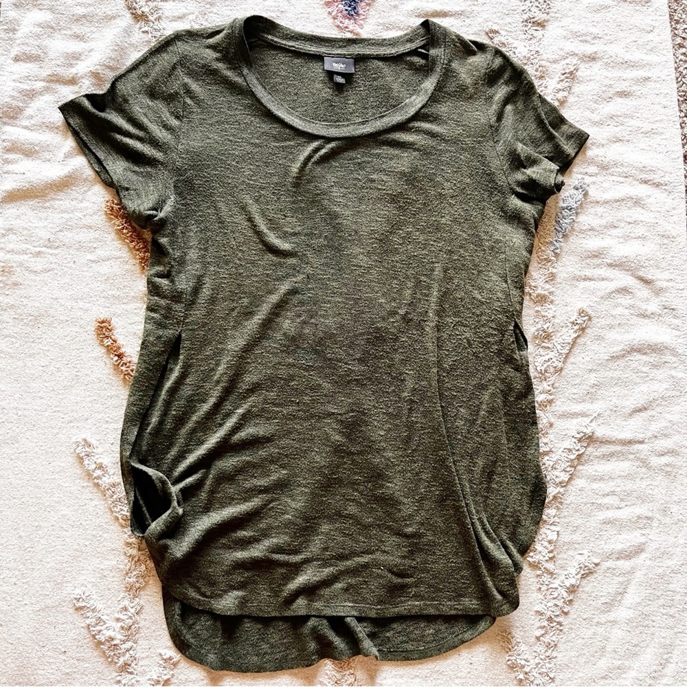 Mossimo Target top semisheer burnout side slits olive green size large L
